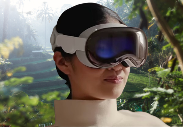 Girl wearing Apple vision pro